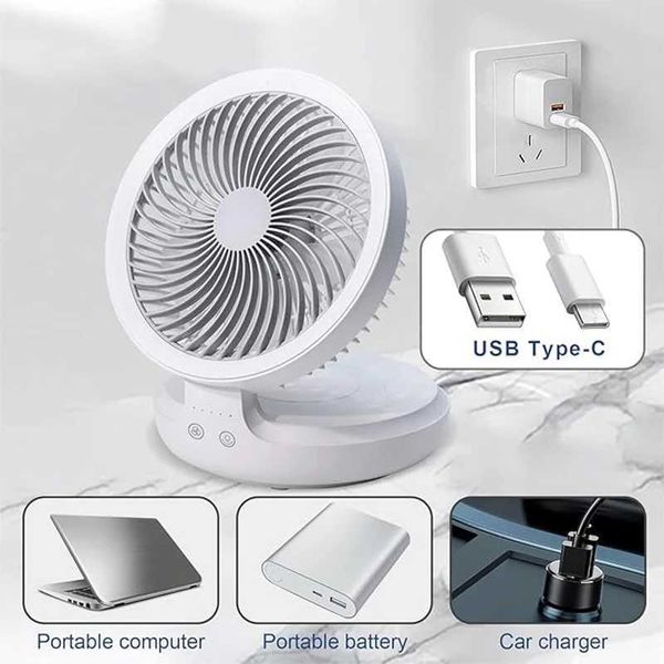 Ventilateurs électriques ventilateur de table électrique USB Chargement de bureau calme de bureau multifonctionnel ventilateur électrique fort vent 3 vitesses réglables pour le bureau à domicile