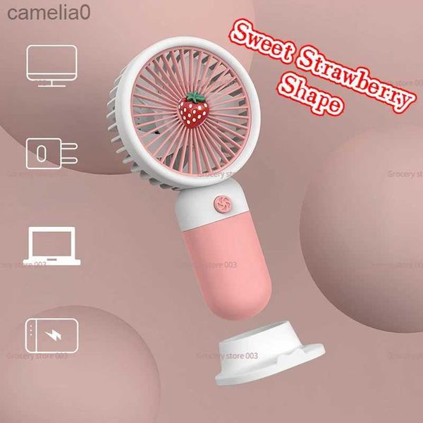 Ventilateurs électriques F8775 Summer Handheld USB Charge Mini Fan Fruit Mignon Forme Portable Fan Bureau Étudiant Refroidissement avec support de téléphone portable FeatureC24319