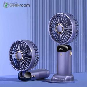 Elektrische ventilatoren Geekroom Miniventilator Draagbare Ventilador Handheld 8 uur Duurzaam Stil Opvouwbaar USB Oplaadbaar met Power-display 240316