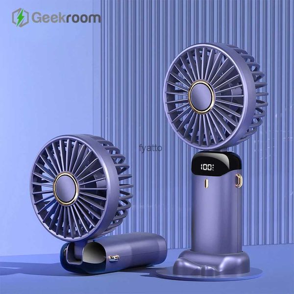 Ventilateurs électriques Geekroom Mini ventilateur portable Ventilador portable 8 heures longue durée silencieux pliable USB charge avec affichage de puissance H240313