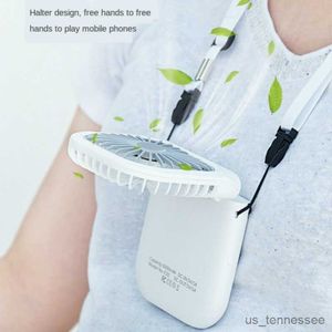 Electric Fans Hanging Neck Fans Mini Portable Folding USB Small Power Bank Portable Desktop Multi Function Charge R230616