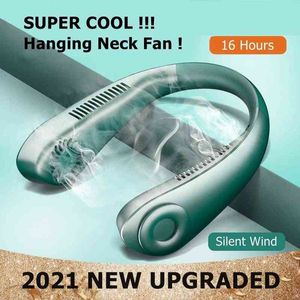 Elektrische fans hangen nekventilatoren mini draagbare blaasloze USB oplaadbare stomme sportventilator voor openlucht ventilador Abanicos koelventilator T220907