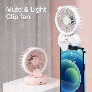 Ventiladores eléctricos Ventiladores de cuello colgantes Mini ventilador USB plegable portátil Mute Power Bank Portátil de mano Escritorio Multifunción Carga Led Clip Fan T220907