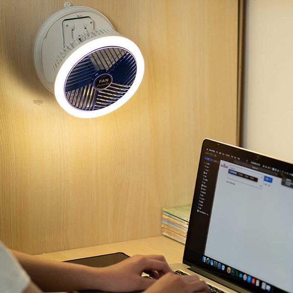 Ventilateurs électriques en 1 ventilateur de camping pliable avec lumière LED ventilateurs rechargeables USB 2400 mAh circulateurs d'air muraux ventilateur de refroidissement d'air portable