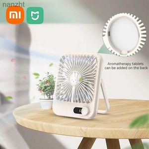 Elektrische ventilatoren Mijia 2024 Nieuwe elektrische desktopventilator kan aromatherapie Super stille mini draagbare vouwbare USB fanwx toevoegen