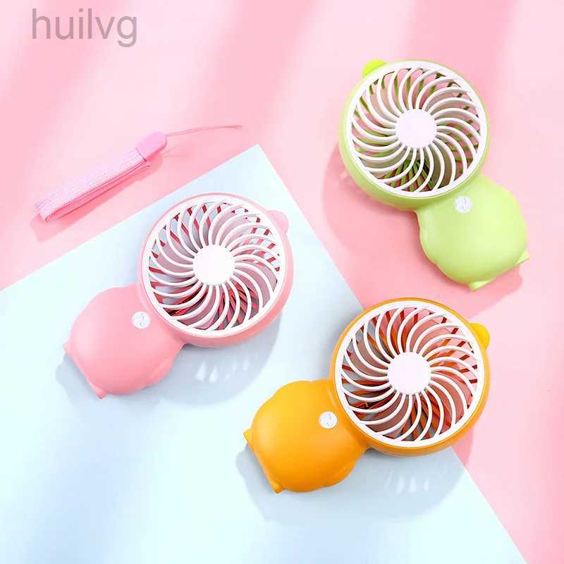 Electric Fans Mini cartoon yellow duckling small fan portable handheld USB mute second gear electric 240316