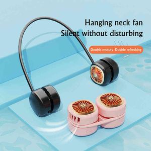 Elektrische ventilatoren Mini Lichtgewicht Hangende nek Elektrische ventilator 4-verstelbare 1800 mAh Batterij USB LADBABLE BUITENDRACHTE NECKBAND Cool Fans T220907