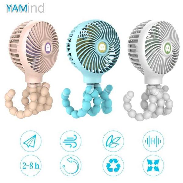 Ventilateurs électriques mini portable accrochage Octopus Stand stand réglable Fan de charge USB Adjustable pour bébé Porte-poussette Utilisez Droship D240429