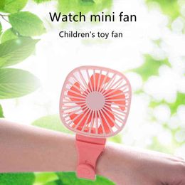 Elektrische fans Mini USB Kijk kleine fans draagbare stille laadfan handheld speelgoed fan kinderen pols siliconen cadeau t2209077