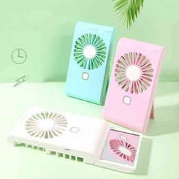 Elektrische fans Modern Simple Mirror Small Fan USB Charging Student Desktop Office Portable Mini Small Fan T220907