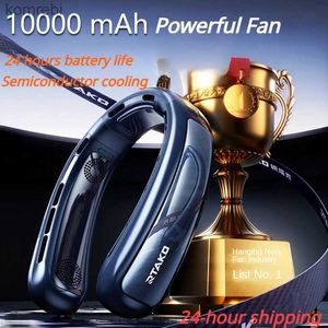 Electric Fans New Hanging Neck Fan 10000mAh Semiconductor Refrigeration USB Rechargeable Portable Air Conditioner Summer Outdoor Electric FansL240122