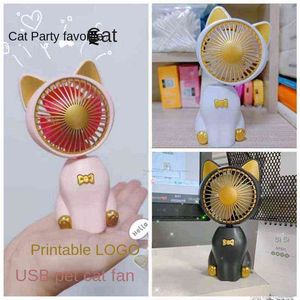Elektrische fans Night Light Cat Mini Fan Cute Girl Dormitory Desktop Fortune Cat Decoratie USB Oplaadbare staande Fan T220907