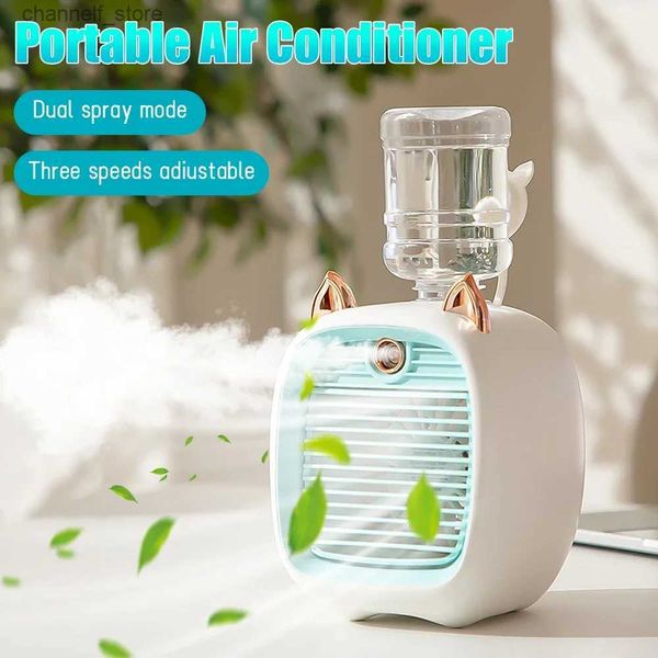 Ventilateurs électriques Climatiseur portable USB mini refroidisseur d'air ventilateur de refroidissement à eau avec purificateur d'humidificateur de pulvérisation à 3 vitesses et 2 modes adapté aux voitures domestiquesY240320