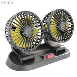 Elektrische ventilatoren draagbare autokoelventilator 12V USB Mini Dual Head Cooler Fan Verstelbare automatische elektrische ventilator Koeler Algemene auto -accessoireswx