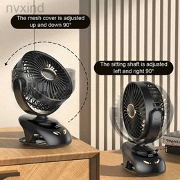 Elektrische ventilatoren Portable Desktop Electric Fan 6000mAh USB Oplaadbare draadloze tafel Fan 5 Gears Clip Circulator Koelventilator D240429