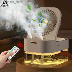 Ventilateurs électriques Ventilateur humidificateur portable ventilateur de bureau pliant rechargeable avec veilleuse humidificateur d'air ventilateur de pulvérisation de refroidissement refroidisseur d'air 4000mAhY240320