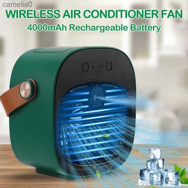 Ventiladores eléctricos Mini aire acondicionado portátil Enfriador de aire inalámbrico USB Ventilador de enfriamiento recargable Aire acondicionado portátil para habitación Camping CarsC24319