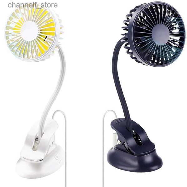 Ventilateurs électriques Mini clip portable sur le ventilateur de chariot Réglage à 3 vitesses Flexible incurvé USB rechargeable alimenté par batterie silencieux ventilateur de bureauY240320