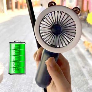 Ventilateurs électriques Ventilateurs à main USB rechargeables pour femmes Mini ventilateur portable Ventilateur de bureau silencieux avec veilleuse Trois vitesses de vent Refroidisseur d'air