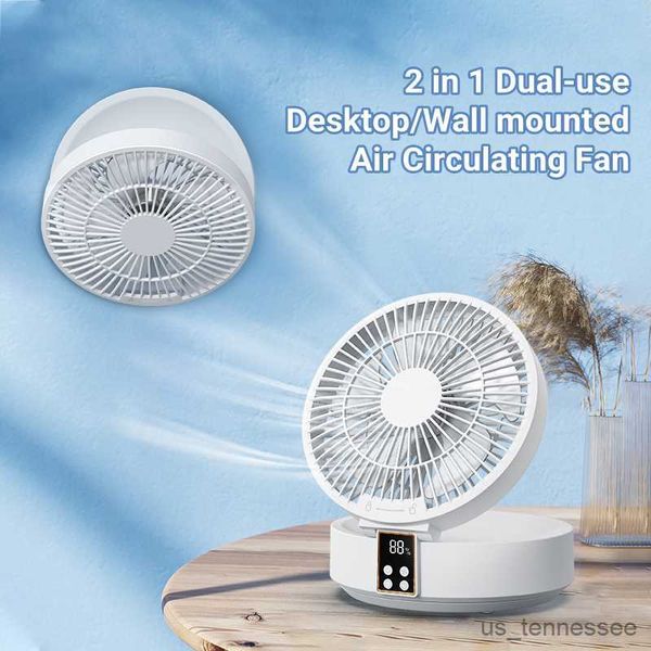 Ventiladores eléctricos Control remoto Inalámbrico sin perforaciones Aire de circulación montado en la pared con luz LED Ventilador eléctrico plegable Mesa R230616