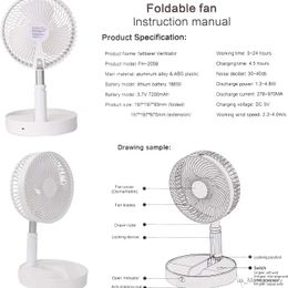 Elektrische ventilatoren Intrekbare ventilator USB Opladen Vouw Portable Mini Electric Fan Dormitory Office Living Room Folding Electric Fan