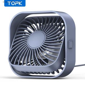 Ventilateurs électriques TOPK petit ventilateur de bureau USB personnel ventilateur de refroidissement de bureau portable à 3 vitesses alimenté par USB vent fort silencieux adapté à une utilisation à la maison et au bureauY240320