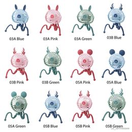 Elektrische ventilatoren USB-koelventilator Lichtmodi Kinderwagen Winding Fan Verwisselbare voet voor binnen en buiten R230803