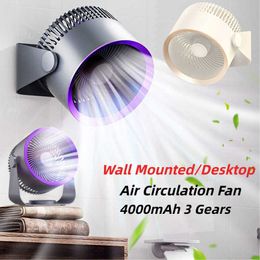 Elektrische ventilatoren Wandmontage/tafel Luchtcirculatie Elektrische ventilator 4000 mAh Zomer Draadloze koelventilator USB opladen Desktopventilator voor thuiskantoor R230710