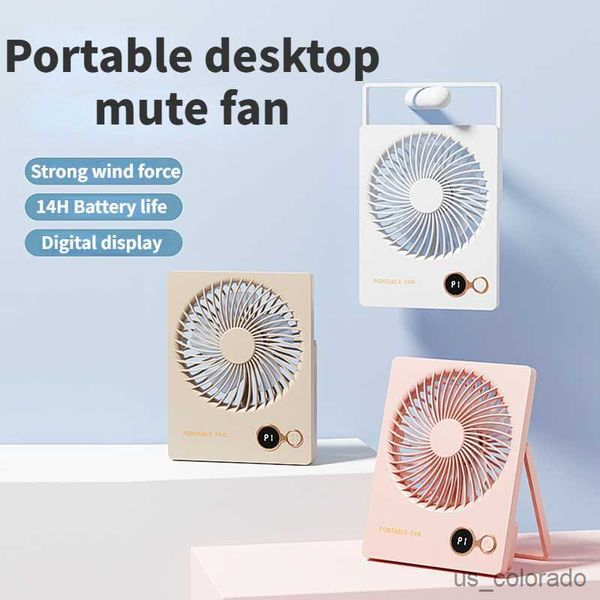 Ventilateurs électriques XaoMI Ventilateur de bureau portable 4000mAh USB Rechargeable Super-Mince Petite table pliante Ventilateur de refroidissement Suspendu Ventilateurs électriques silencieux pour la maison R230712