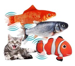 Elektrische Flopping Fish Moving Cat Kicker Speelgoed Realistisch Floppy Wiggle nip Speelgoed Pluche Interactief 211026335w7448330