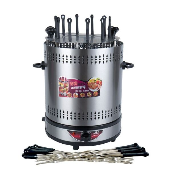 Gril électrique Barbecue Machine Timing Ménage Autorotation Kebab Machine Petit BBQ sans fumée Maker Doner Viande Kabob Cuiseur