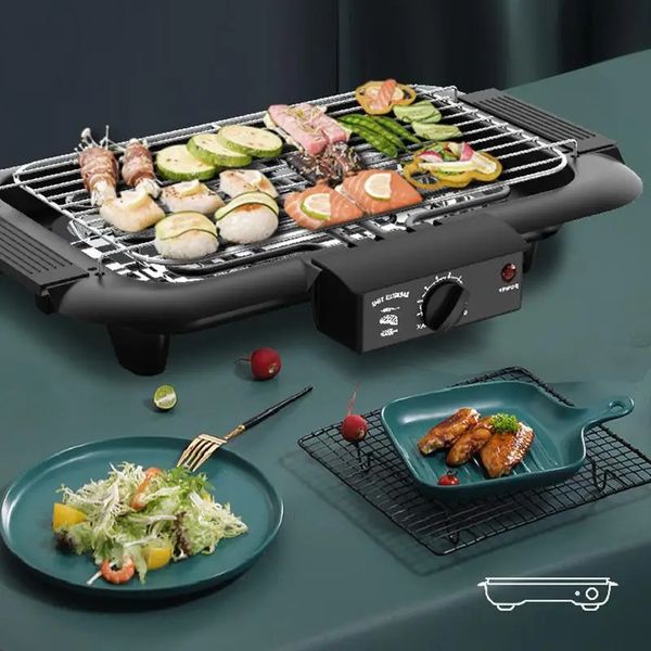 Parrilla eléctrica para barbacoa, cocina doméstica, barbacoa portátil sin humo, antiadherente, máquina de desayuno, herramienta para sartén 240223