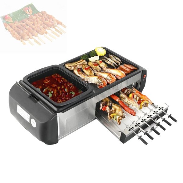 Grill électrique Hotpot Barbecue antiadhésif Grille-pain Four 3In 1 2 Flavor Hot Pot Multi Cooker