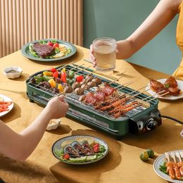 Elektrische grill huishoudelijke multifunctionele elektrische rookloze barbecue oven kebab binnen Koreaans 240223