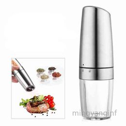 Electric Grinder Automatic Pepper and Salt Mill Grinder, Battery Powered, Adjustable Roughness, Blue LED Light cc0351