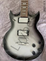 Elektrische gitaar 6 strings chrome onderdelen zilveren centrum zwarte rand burst hh cover pickups no aickguard