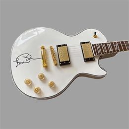 Witte kleur aangepaste elektrische gitaar creatieve graffiti hartvormige liefde top gitaar 369