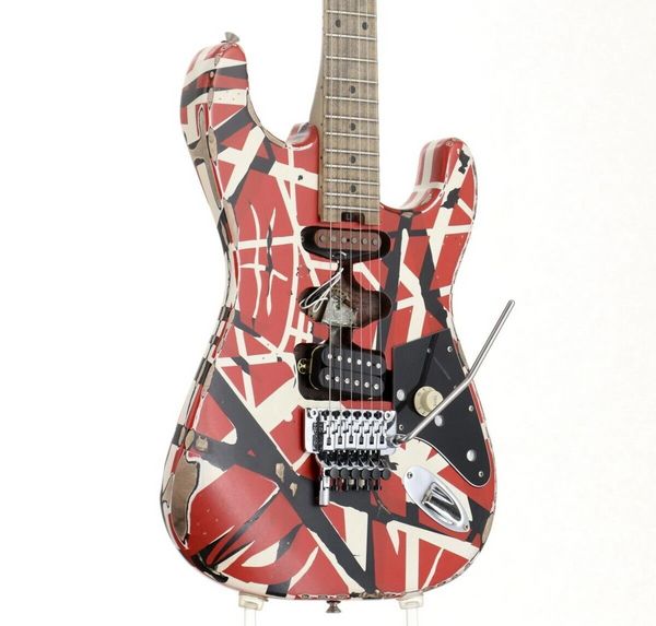 Guitarra eléctrica E V H Serie rayada Frankie Red Black White Relic como en las imágenes