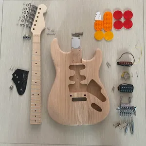 Guitarra eléctrica Edward Eddie Van Halen Raya blanca y negra Rojo Reliquia pesada Mástil de arce bricolaje sin pintura cuerpo de madera de aliso