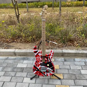 Elektrische gitaar Edward Eddie Van Halen Black White Stripe Red Heavy Relic Maple Hals, Floyd Rose Tremolo mooie Frankenstein frankenstrat Tribute echte reflector