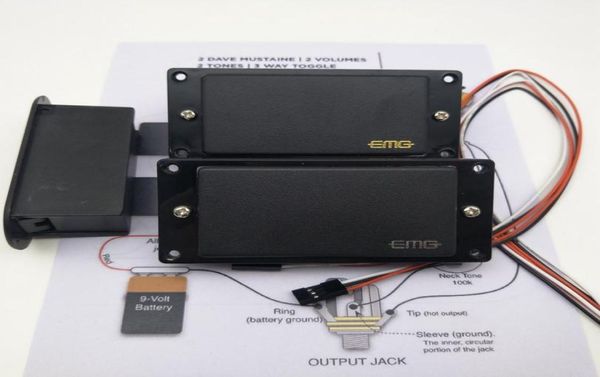 Pastilla EMG de guitarra eléctrica 81 plateada 85 pastillas activas EMG doradas Pastillas de puente y mástil con diagrama de circuito de instalación en sto9499278