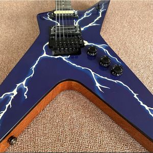 Elektrische gitaar Floyd Rose Tremolobrug, Lightning-inleg, blauwe voorkant, gratis verzending