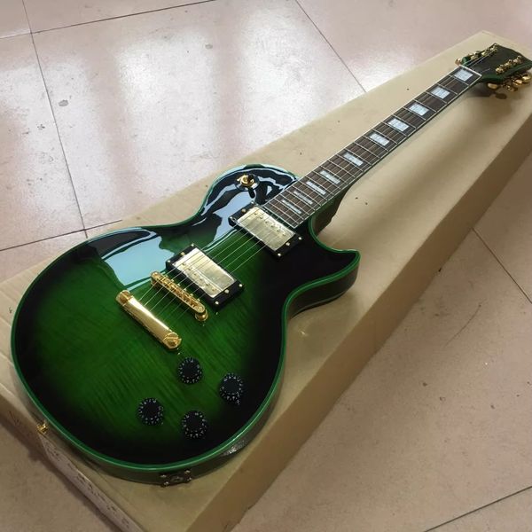 Guitare électrique G CUS TOM couleur verte corps en acajou touche en palissandre Support personnalisation livraison gratuite