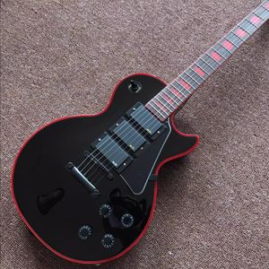 Guitarra eléctrica G LP CUST OM cuerpo negro lados rojos Cuerpo de CAOBA Diapasón de palisandro Soporte Personalización Envío gratuito