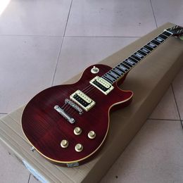 Guitarra eléctrica G Stan Dard L P Slash Red Tiger Patrón Color Codo de caoba Cuerpo de palo de rosa Soporte Freeshipping