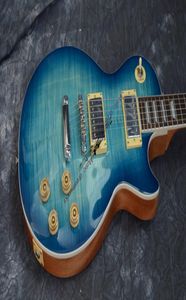 guitarra eléctrica g estándar lp de una pieza cuello de madera y cuerpo color azul de color flamed arce madera1795850