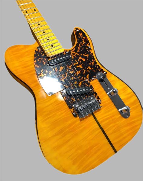 Rare Prince HS Anderson guitare Madcat Mad Cat ambre jaune flamme érable guitare électrique léopard Pickguard classique noir