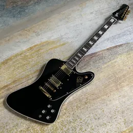 Firebird elektrische gitaar mahonie mahonie body glans zwarte kleur rozenbord vaterbord gouden hardware tune-o-matic brug rechterhand versie gratis verzending