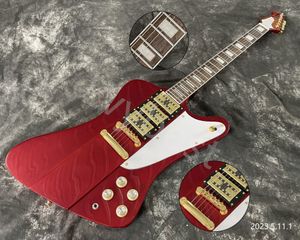 Guitarra eléctrica Color rojo metálico Pastillas HHH Golpeador blanco Diapasón de palisandro Encuadernación blanca Tune O Mastic Bridge