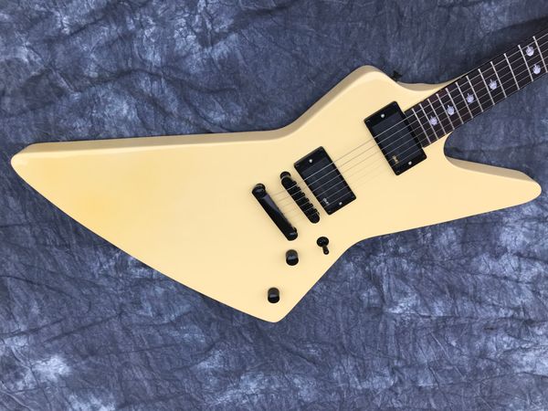 Guitare électrique Rare Heavy Metallic James Hetfield MX-220 Signature Cream White Explorer EET FUK Incrustation de touche,